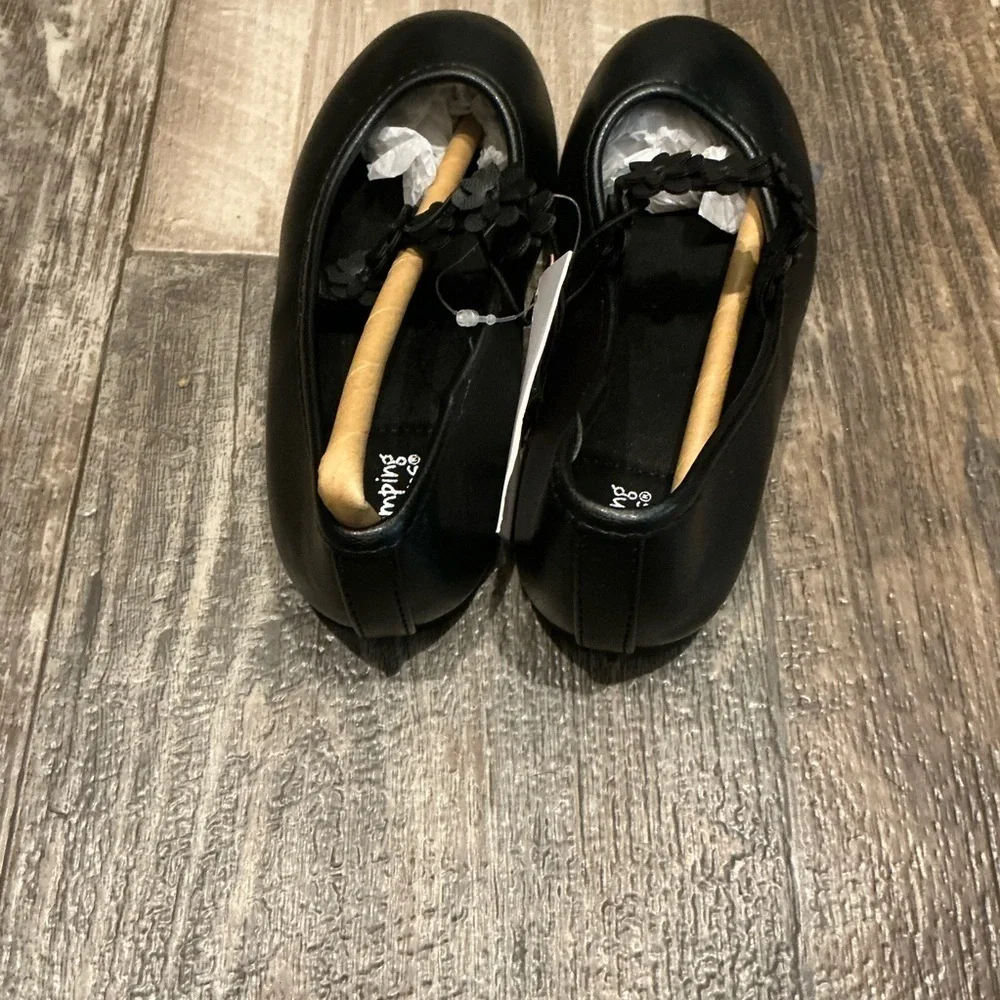 Jumping Beans Black Dress Shoes with Floral Accent Size 10